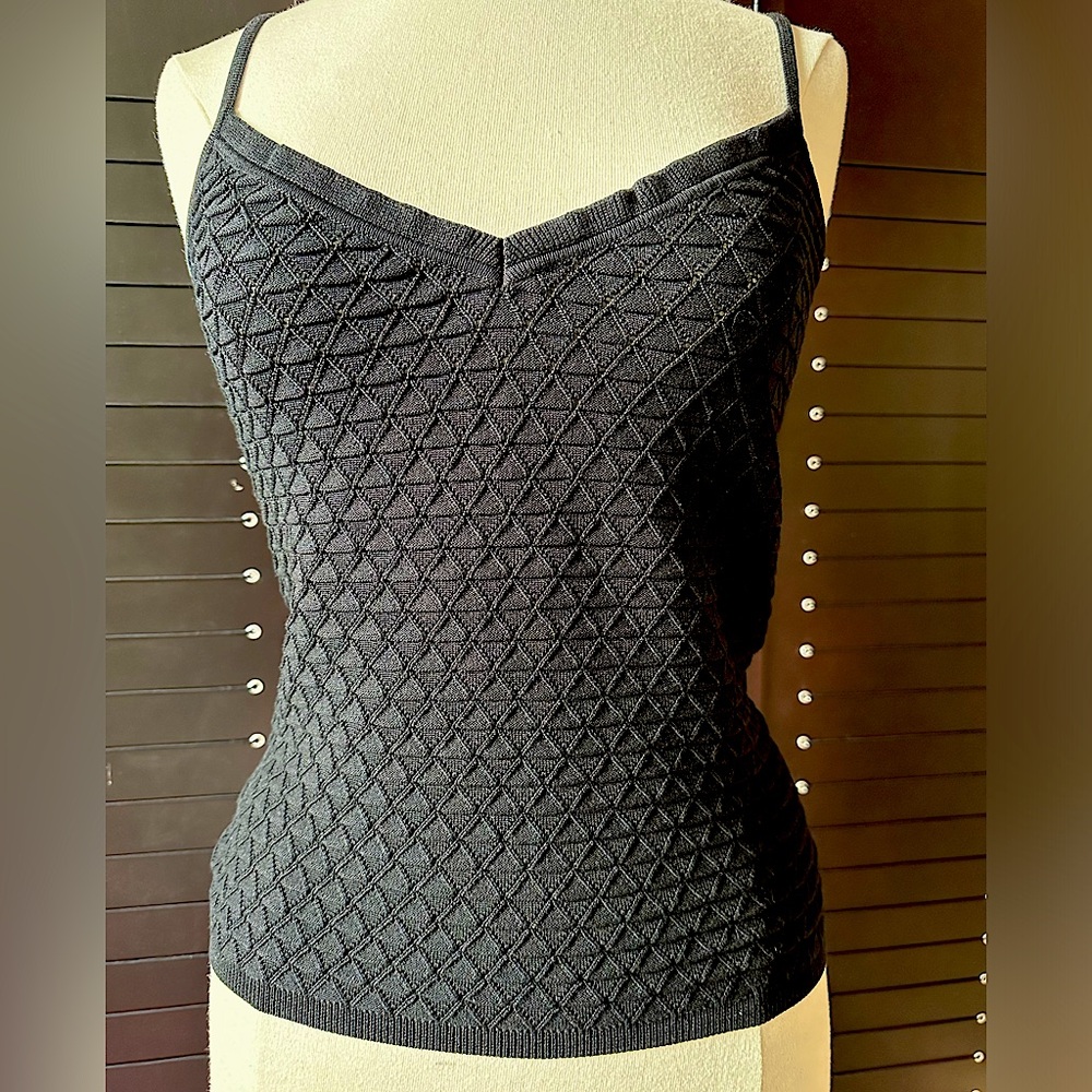 Rich Black Knit Sweater Tank - S/M